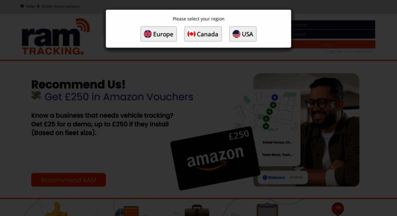 Access ramwebtracking.co.uk. Login Page
