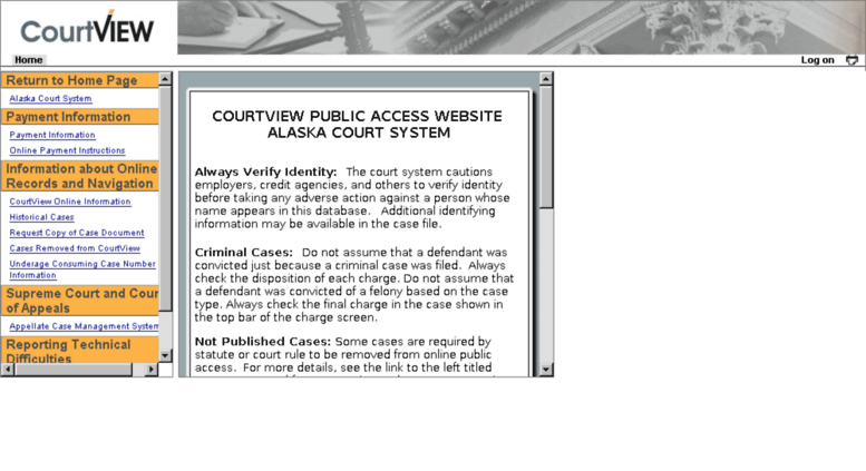 Access records courts alaska gov Welcome Page CourtView Justice