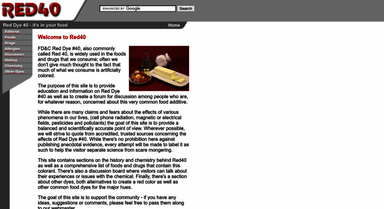 Access red40.com. FD&C Red Dye #40 Information, Education and Discussion