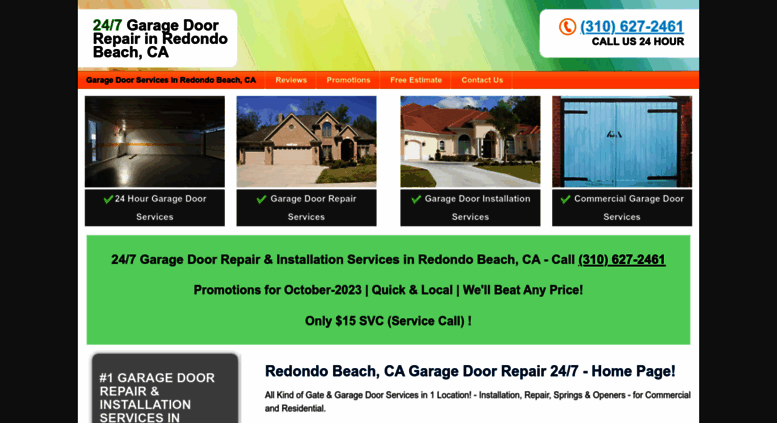 Access Redondobeachcagaragedoors Com 19 Svc 24 7 Garage Door Redondobeachcagaragedoors Com Screenshot