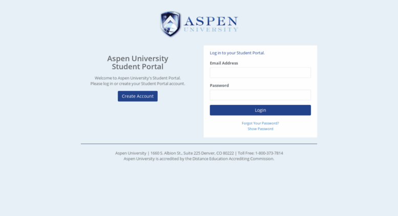 Access Register aspen edu Aspen University Student Portal Login