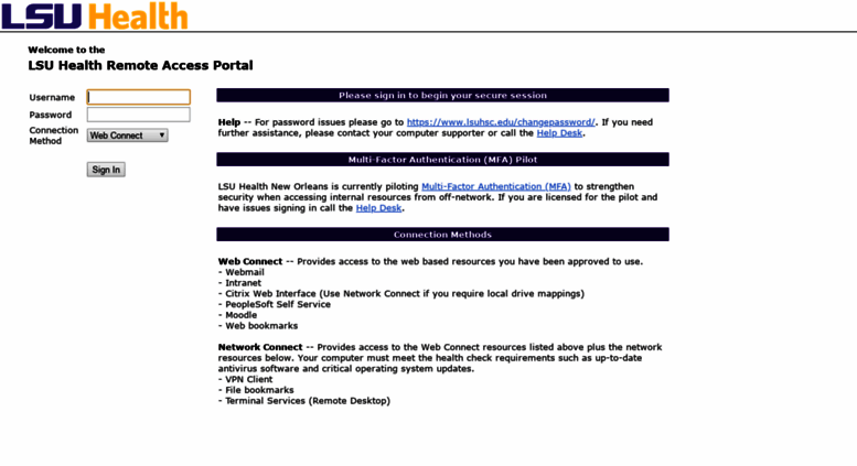 Access Remote Lsuhsc Edu Lsu Health Remote Access Portal