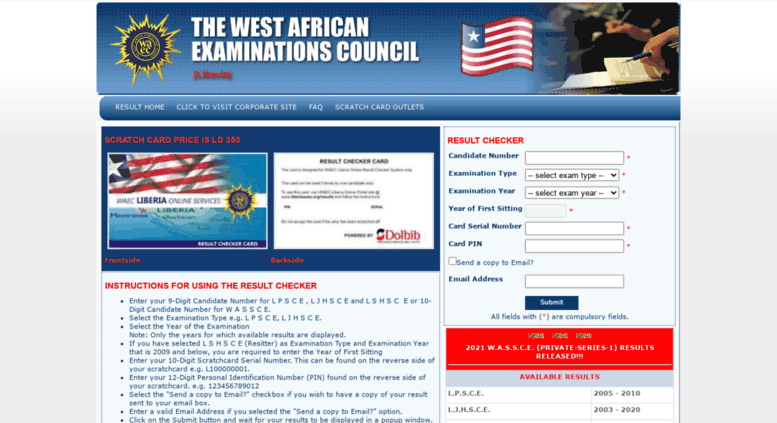 Access Results Liberiawaec Org WAEC Liberia Online Services Result   Results.liberiawaec.org 