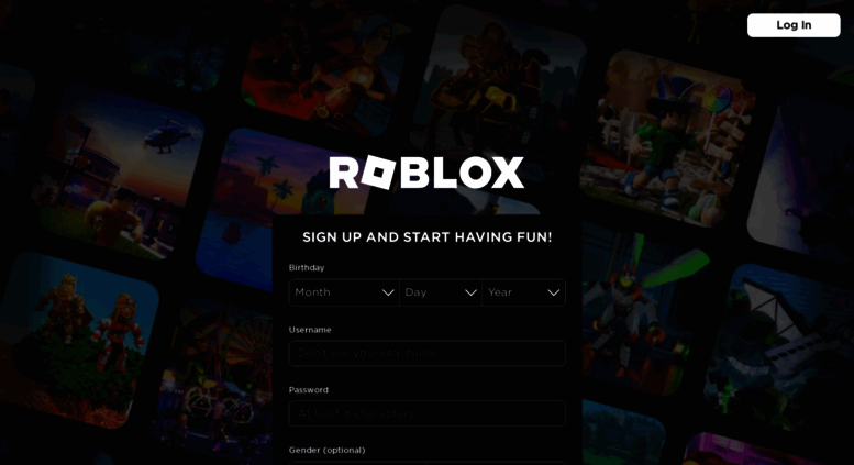 sign up to roblox
