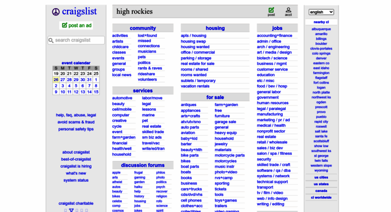 Access Rockies Craigslist Org Craigslist High Rockies Jobs