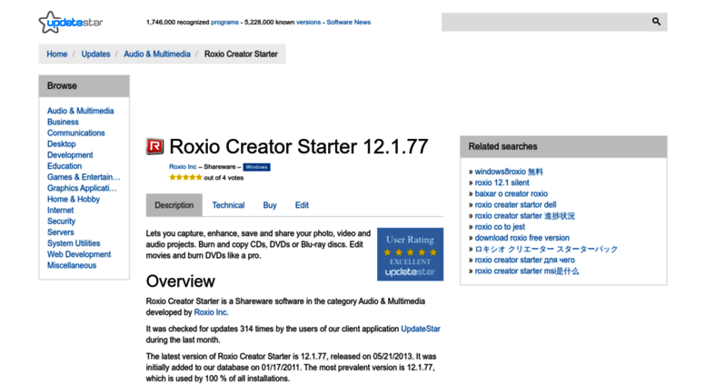 Access Roxio Creator Starter Updatestar Com Roxio Creator Starter 12 1 77 Download