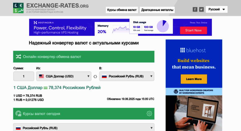 Access Ru Exchange Rates Org Курсы валют Ru Exchange Rates Org Screenshot