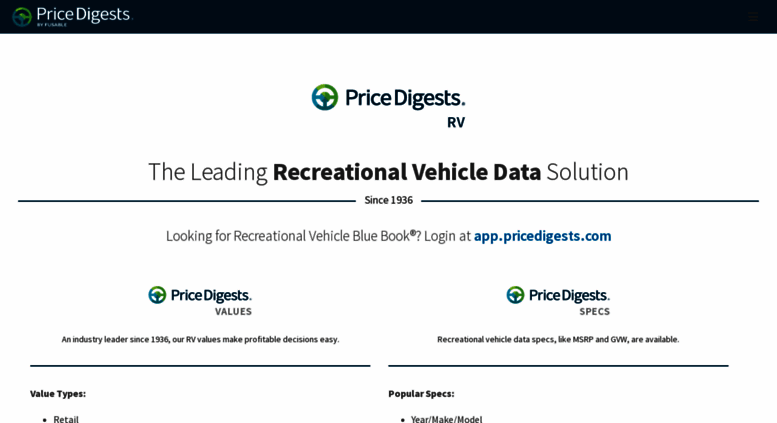 Access Rvvaluesonline Recreational Vehicle Blue Book Rvvaluesonline Screenshot