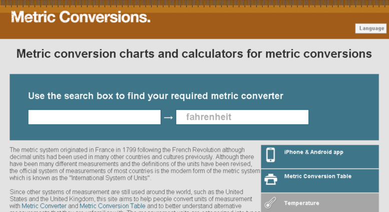Metric Conversion Charts And Calculators