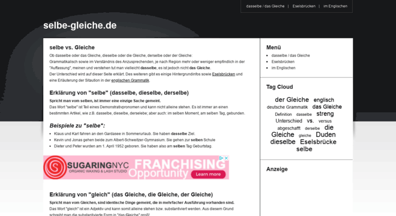 Access selbe-gleiche.de. dasselbe oder das Gleiche? | selbe-gleiche.de