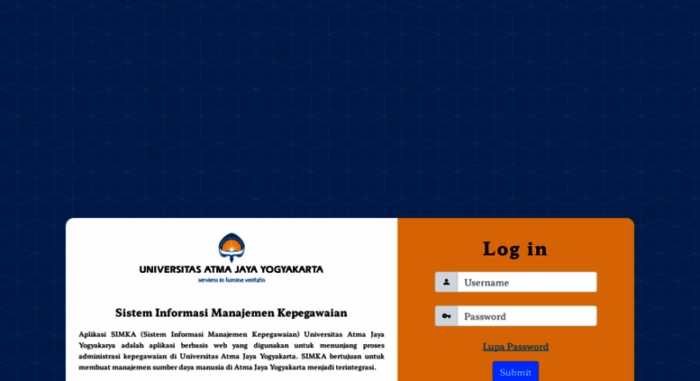 Access simka.uajy.ac.id. Sistem Informasi Kepegawaian UAJY