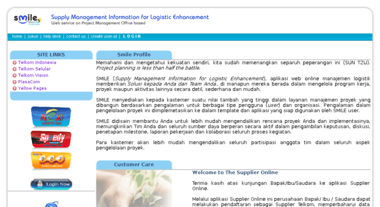 Access smile.telkom.co.id. SMILESupply Management