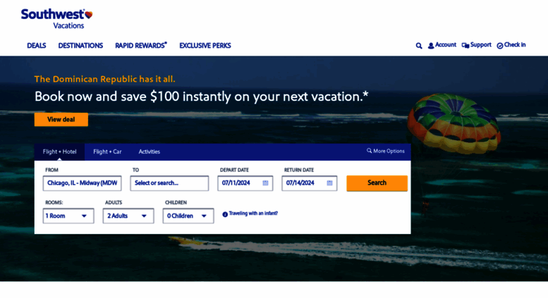 southwest airlines vacation packages