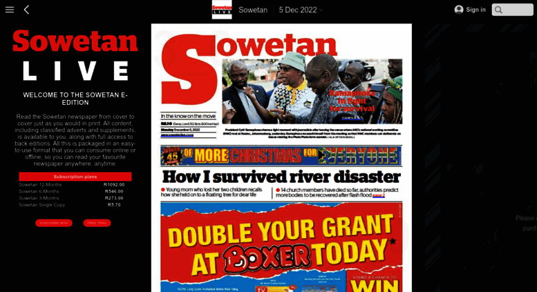 Access Sowetanlive.newspaperdirect.com. Sowetan E-Edition