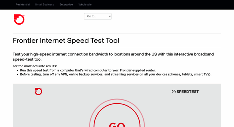 frontier internet speed test