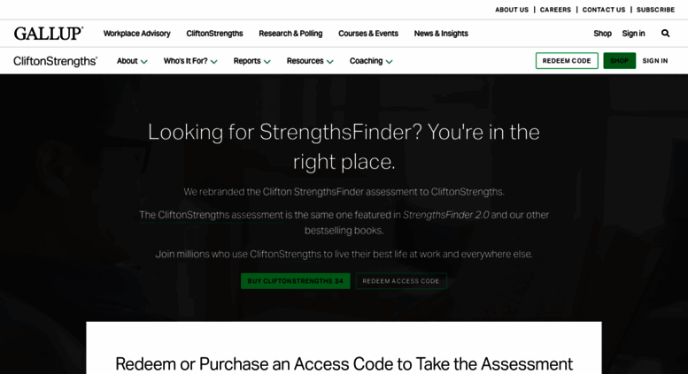 strengthsfinder test free access code