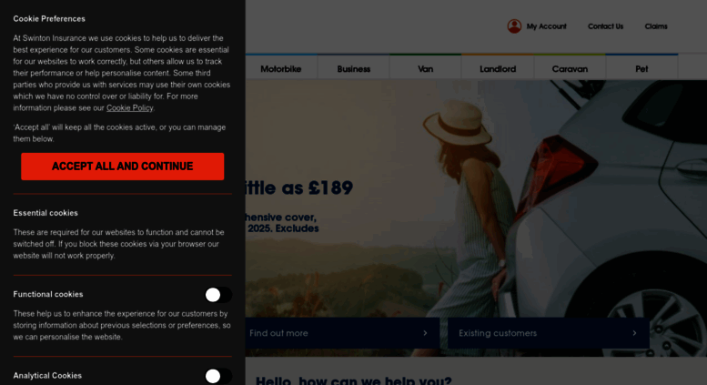 Access swinton.co.uk. Car, Home, Bike, Van, Business Insurance