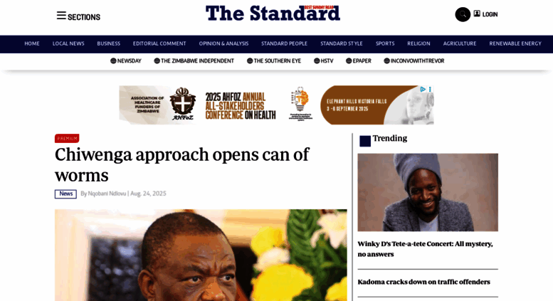 Access thestandard.co.zw. The Standard - Zimbabwe's Leading Sunday Newspaper