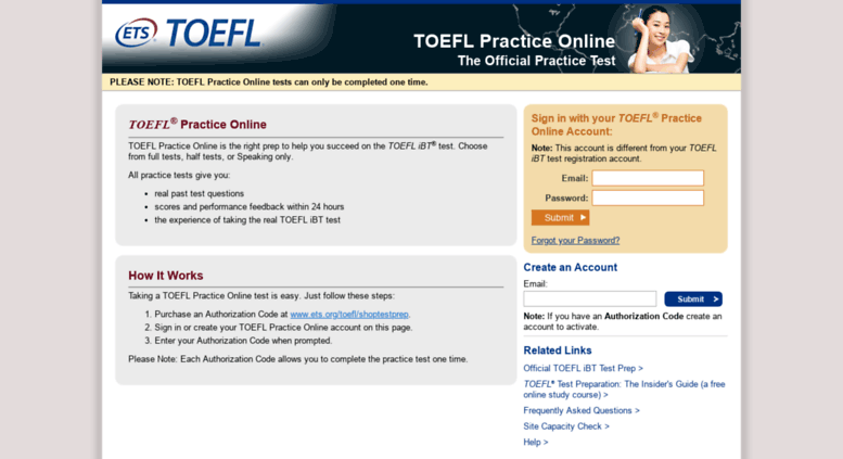 Access TOEFL Practice Online