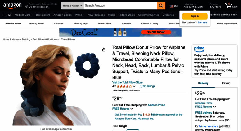 Access Totalpillow Com Amazon Com Total Pillow Travel Neck Head