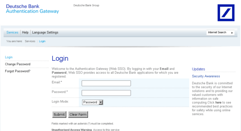 Access Tradefinder Db Com Deutsche Bank Authentication Gateway