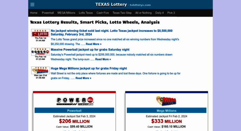 Texas Mega Millions Prize Chart