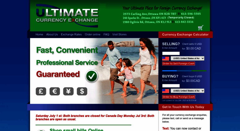 Access Uexchange Ca Prime Currency Exchange Rates In Canada Uexchange Ca Screenshot