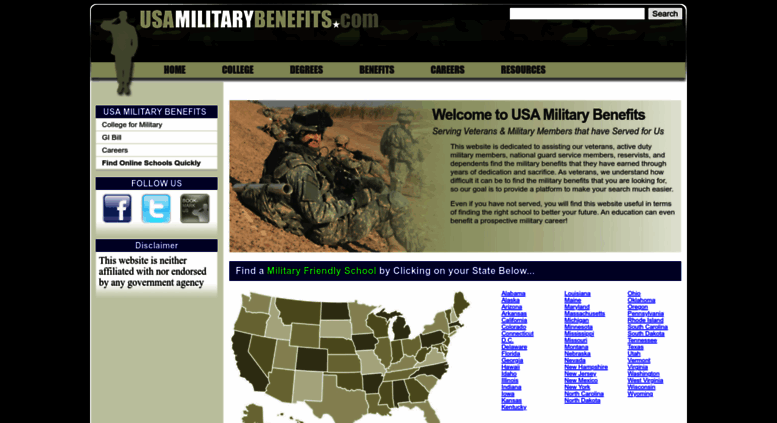 Military benefits website