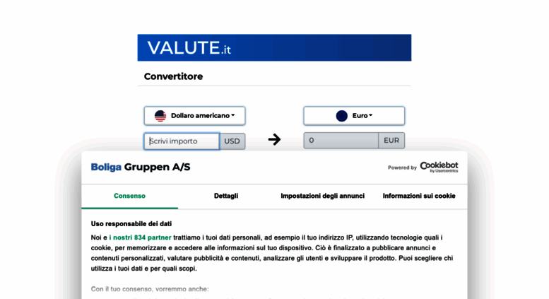 Access Valute It Cambio Valuta Converore Valute It Screenshot