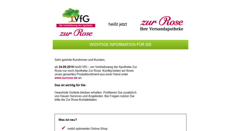 Access Vfg Com Vfg Ein Vertriebsweg Der Zur Rose Ihre Online