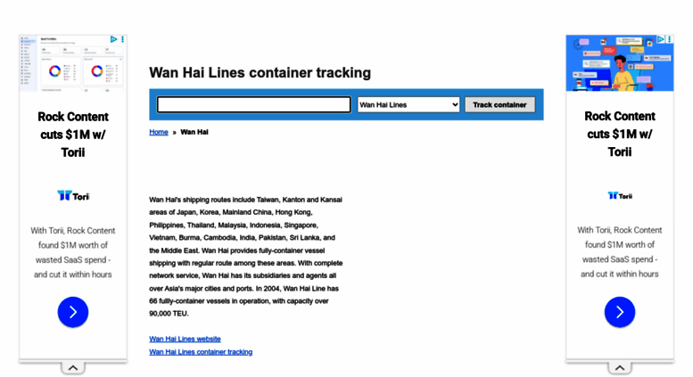 Access wanhai.container-tracking.org. Wan Hai Lines container tracking