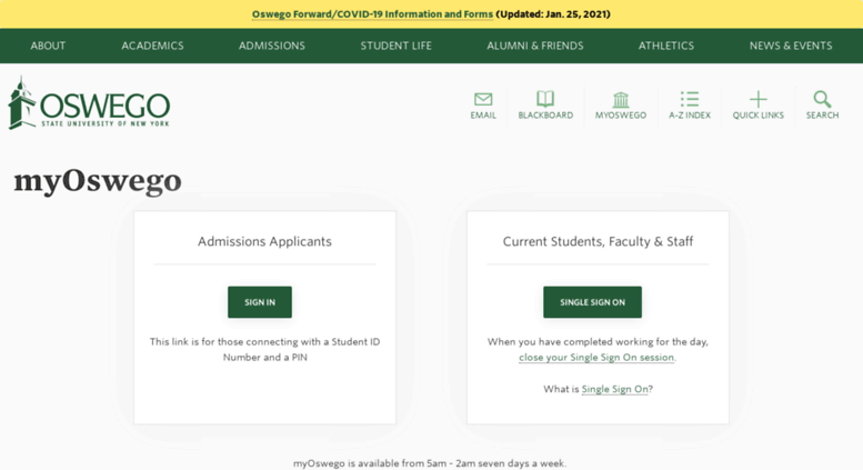 Access Web Banner Oswego Edu Myoswego Myoswego