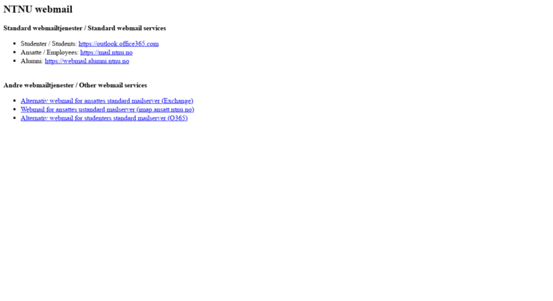 student mail ntnu
