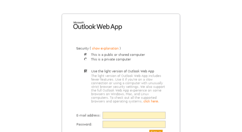 Outlook Web App 