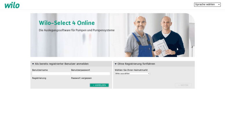 Access wilo-select.com. Wilo-Select 4