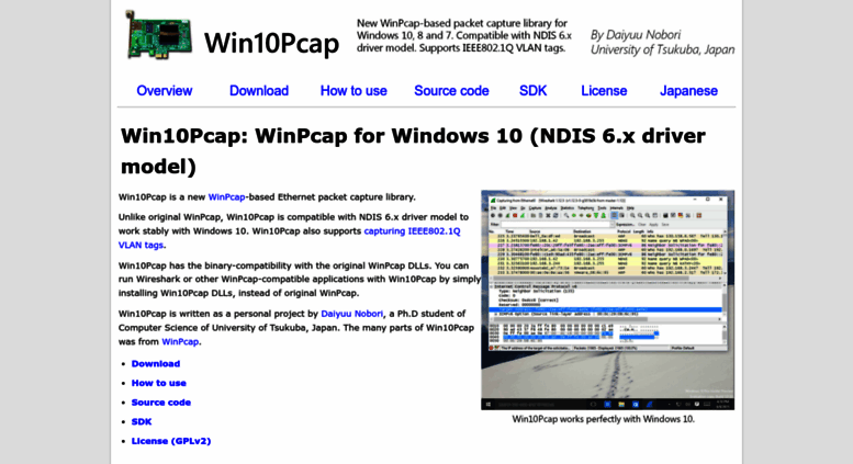 winpcap windows 10