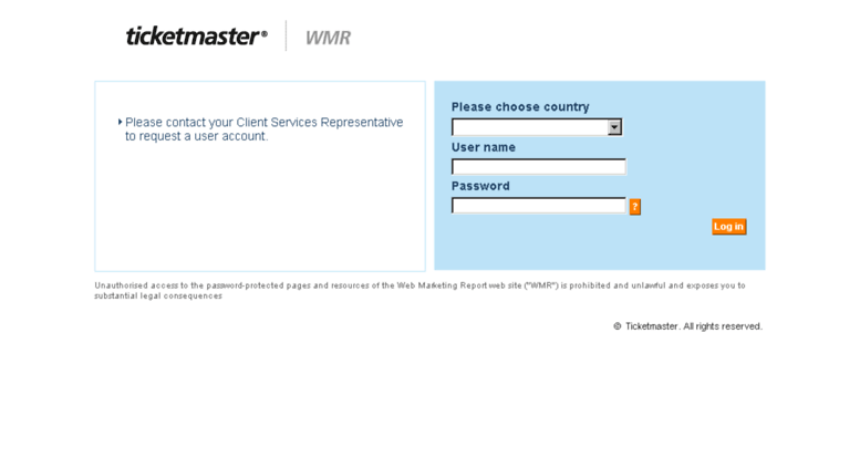 Access Wmr ticketmaster WMR Login Page