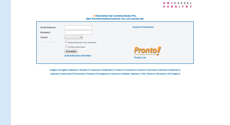 Access Wwwmail Uni Kassel De Communigate Pro Uni Kassel De Eingang