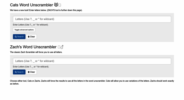 zachwordunscrambler.com screenshot